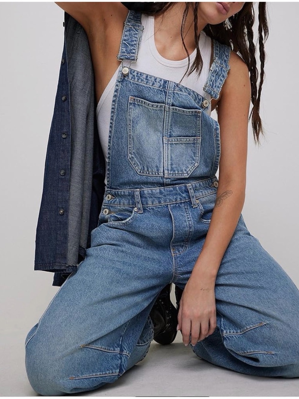 Barrel Classic Blue Denim Overalls - Women Jeans